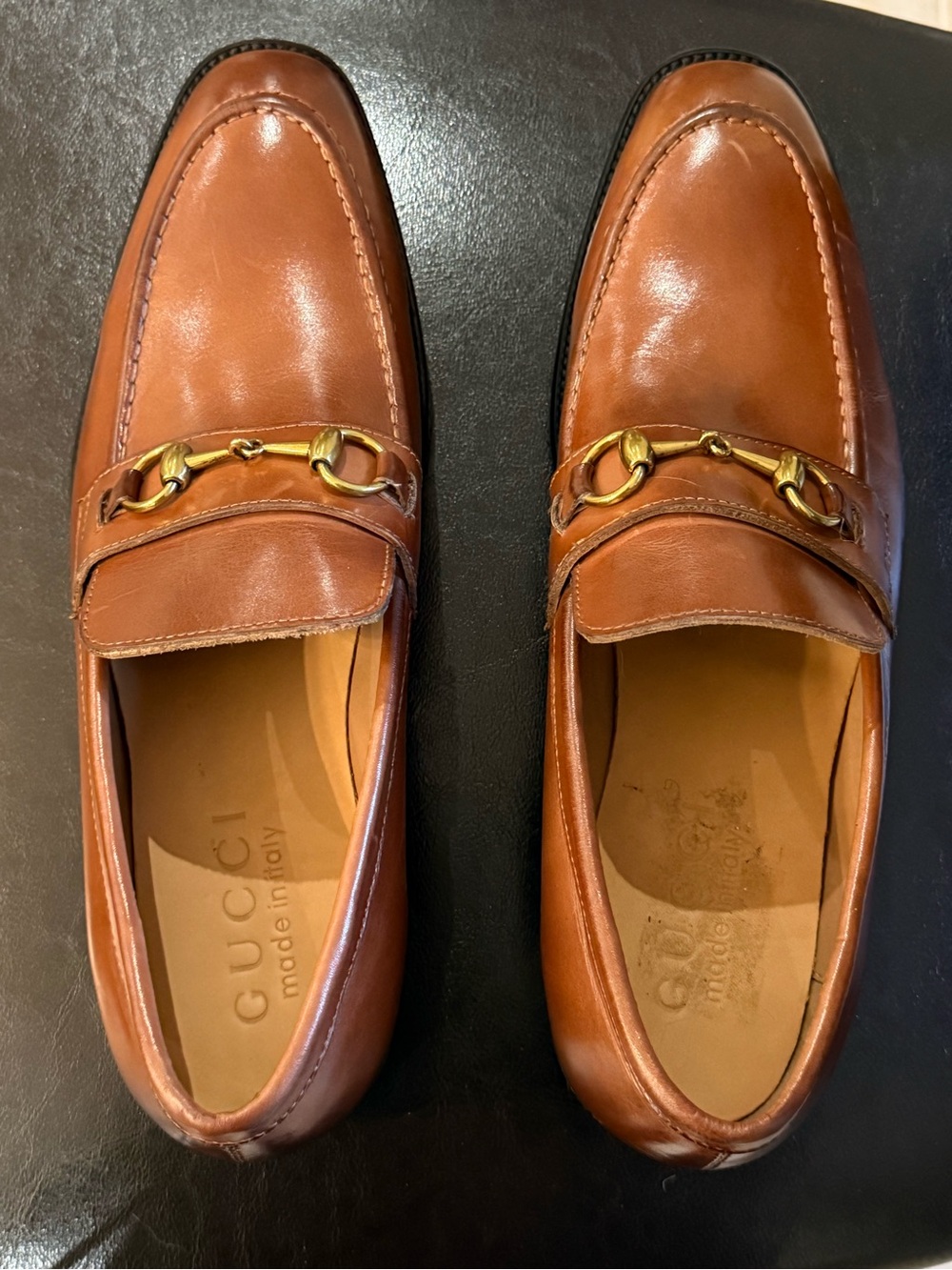 Gucci Men’s Tan Leather Horsebit Loafers
